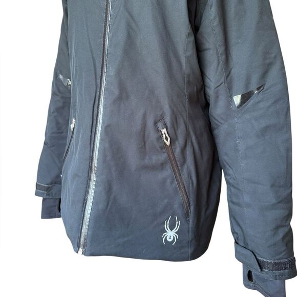 Spyder Duck Down Winter Jacket Black Shell Pink Interior Womens Size 10 Medium - Picture 5 of 16